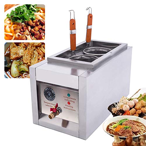 2 Hole Noodle Cooking Machine Commercial Pasta Cooker Pasta Makers 2KW Noodle Oven Pasta Cooking Tool Kitchen Stainless Steel Blade Noodle Dumpling Maker with Noodle Filter