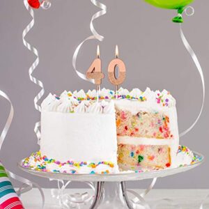 40th Birthday Candles Glitter Cake Numeral Candles 40th Happy Birthday Cake Topper Numeral Candles for Birthday Party Wedding Decoration Anniversary Celebration Favor, Rose Gold