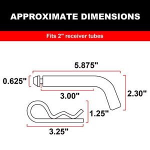 BIG RED ATRLY2101R Torin 5/8" Diameter Trailer Hitch Pin with Clip, Fits 2" Receiver