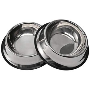 2packs stainless steel dog bowl with anti-skid rubber base for small/medium/large pet, perfect dish, pets feeder bowl and water bowl perfect choice for dog puppy cat and kitten (8oz)
