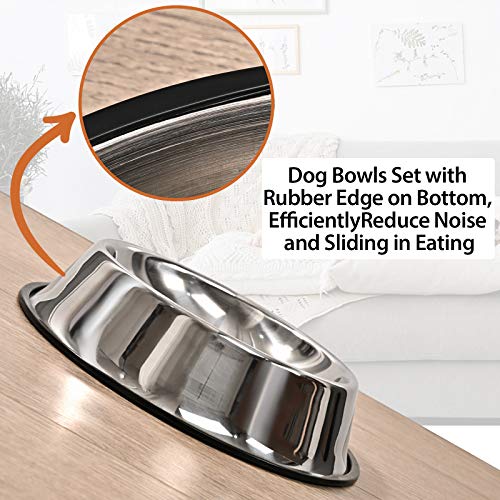 2Packs Stainless Steel Dog Bowl with Anti-Skid Rubber Base for Small/Medium/Large Pet, Perfect Dish, Pets Feeder Bowl and Water Bowl Perfect Choice for Dog Puppy Cat and Kitten (8oz)