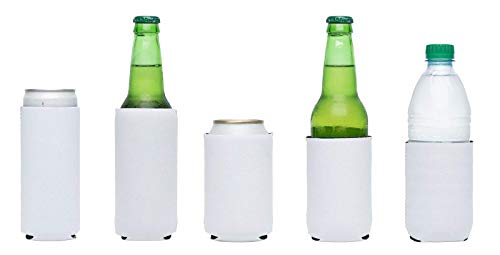 Snertz 6 Pack White DIY Sublimation Blank Slim Insulated Neoprene Tall Skinny Beer or Energy Can Holder seltzer Cooler Sleeves 12oz white Claw and Michelob Ultra Cans or Water Bottles.