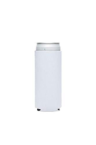 Snertz 6 Pack White DIY Sublimation Blank Slim Insulated Neoprene Tall Skinny Beer or Energy Can Holder seltzer Cooler Sleeves 12oz white Claw and Michelob Ultra Cans or Water Bottles.