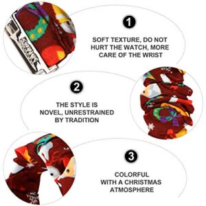 Hemobllo Reloj Inteligente Christmas Watchband Scrunchie Watch Band Wristwatch Elastic Fabric Cloth Floral Printed Strap Bracelet Compatible for Versa 2 (Brown) Womens Watches