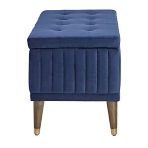 FIRST HILL FHW Microfiber Upholstered Ottoman Bench with Shoe Storage,Venecian Blue