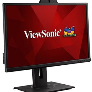 ViewSonic VG2440V 24 Inch 1080p IPS Video Conferencing Monitor with Integrated 2MP Camera, Microphone, Speakers, Eye Care, Ergonomic Design, HDMI DisplayPort VGA Inputs for Home and Office