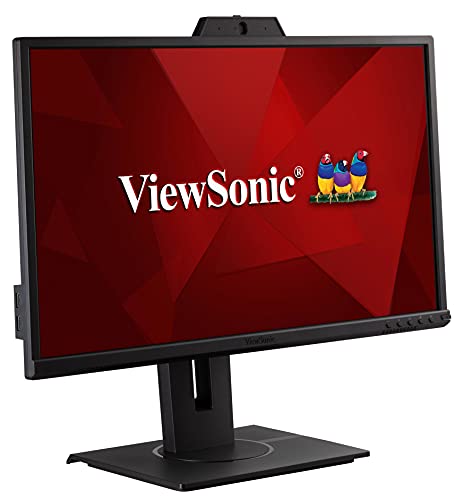 ViewSonic VG2440V 24 Inch 1080p IPS Video Conferencing Monitor with Integrated 2MP Camera, Microphone, Speakers, Eye Care, Ergonomic Design, HDMI DisplayPort VGA Inputs for Home and Office