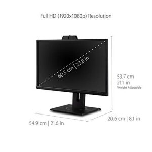 ViewSonic VG2440V 24 Inch 1080p IPS Video Conferencing Monitor with Integrated 2MP Camera, Microphone, Speakers, Eye Care, Ergonomic Design, HDMI DisplayPort VGA Inputs for Home and Office