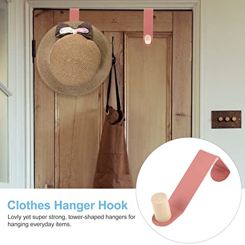 NUOBESTY Over The Door Hook Door Towel Rack Door Hanger Coat Hanging Hooks Rack Organizer for Hat Belt Shirt Towels Clothes Pink