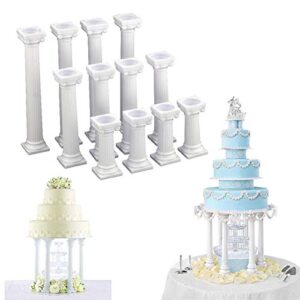 hooshion 12pcs 3 size roman column cake tiered stands, fondant cakes tier separator support stand, multilayer wedding cake decoration support tool sets