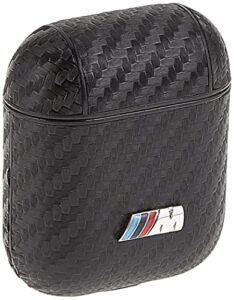 bmw airpods case cover case pu leather carbon fiber m metal logo - airpods 1/2 black