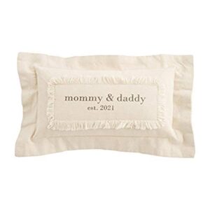 mud pie mommy daddy est 2021 pillow, 1 count (pack of 1), tan