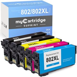 802xl ink cartridge remanufactured ink cartridge replacement for epson 802xl 802 xl for workforce pro wf-4720 wf-4730 wf-4740 wf-4734 ec-4020 ec-4040 printer (2 802 black 1 802xl cyan magenta yellow)
