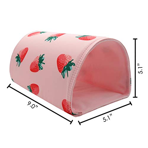 Handmade Small Animal Tunnel Sleeping Hideout Cave Nest with Canvas for Hedgehog Guinea Pig Hamster Rat Ferret Hamster Squirrel and Other Small Animal Beds (Strawberry)