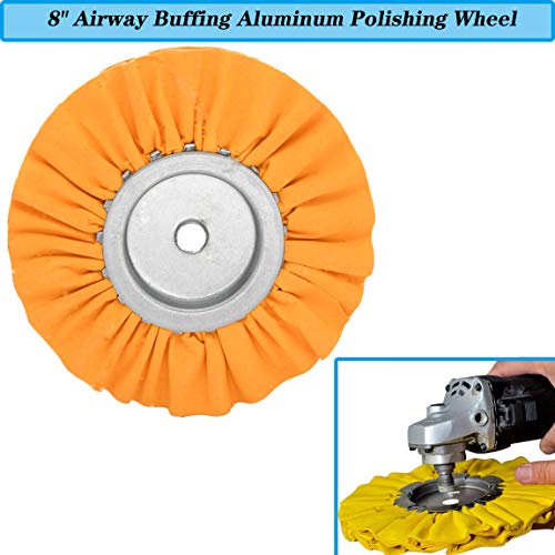 3PCS 8" Airway Buffing Wheel(1 pcs White/1 pcs Orange/1 pcs Blue),5/8" Arbor Hole,16 Ply Fine,Medium,Coarse Polishing for Angle Grinder Mirror Finish on Aluminum and Stainless, by NAKAO