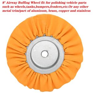 3PCS 8" Airway Buffing Wheel(1 pcs White/1 pcs Orange/1 pcs Blue),5/8" Arbor Hole,16 Ply Fine,Medium,Coarse Polishing for Angle Grinder Mirror Finish on Aluminum and Stainless, by NAKAO