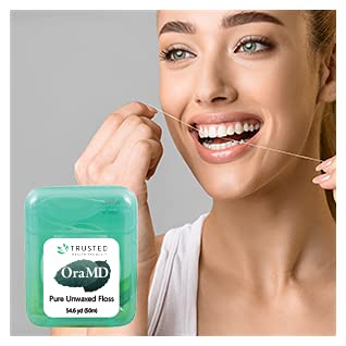 OraMD Oral Care Pure Unwaxed Dental Floss 54.6 Yards - Chemical Free, Shred Resistant - Unscented and Ultraclean Plaque Removal - Teeth and Gum Protection for Adults - Pack of 6