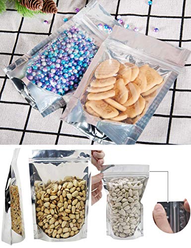 7.1x10.2" Candy Bags, 100PCS Stand Up Aluminum Foil Bags,Smell Proof Bags,Reclosable Airtight Foil Bags,Reusable Food Pouches Bags with Zip Lock,Sealable Treat Bags for Snacks Beans Coffee Dry Fruit