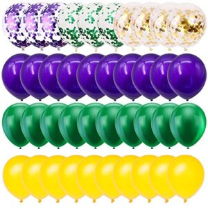80pcs mardi gras party balloons decoration supplies - purple green gold mardi gras themed latex balloons party decorations