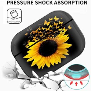 Black Sunflower Butterfly Airpods 3rd Generation Case Airpods 3rd Case for Airpods 3 Case Airpods 3rd Generation Case Cover, AirPods 3rd Protective Case Rubber Waterproof AirPods 3rd Charging Case