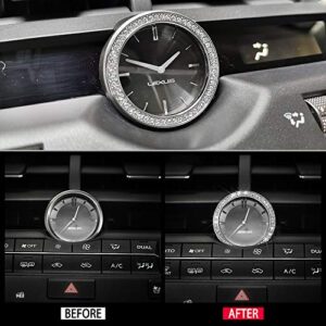 CARFIB Car Interior Bling Accessories for Lexus NX NX200 NX300 F Sport AWD FWD Clock Ring Time Decals Stickers Covers Cap Parts Decoration Trim Men Women Zinc Alloy Crystal Sparkly Cute Silver