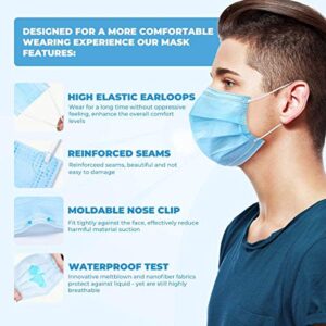2000PCS Bulk Wholesale Face Masks for Business and Home Use-Disposable Face Mask-Blue 3 Ply Face Mask Cup Dust Masks PPE Filter Protection Face Masks