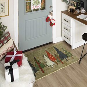 mohawk home machine washable christmas kitchen mat, wooden holiday trees multi (2' 6" x 4' 2")