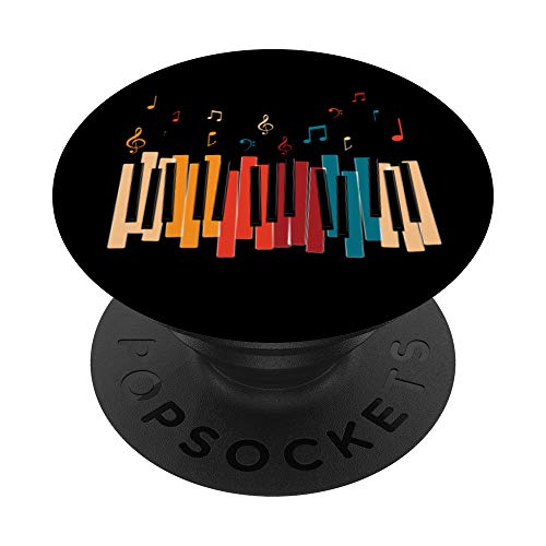 Music Notes Colorful Keyboard Piano PopSockets Grip and Stand for Phones and Tablets