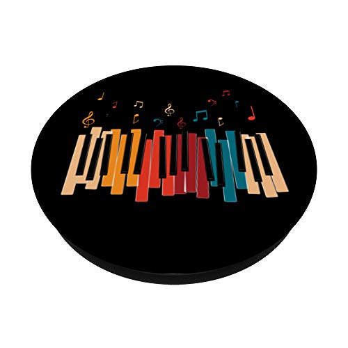 Music Notes Colorful Keyboard Piano PopSockets Grip and Stand for Phones and Tablets