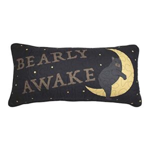 donna sharp throw pillow - evening lodge decorative throw pillow with bearly awake design - rectangular