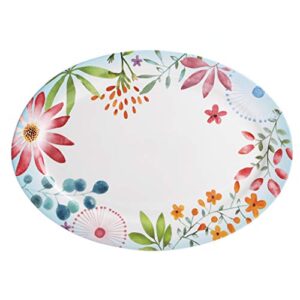bico flower carnival ceramic 16 inch oval platter, microwave & dishwasher safe