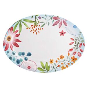 Bico Flower Carnival Ceramic 16 inch Oval Platter, Microwave & Dishwasher Safe