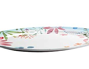 Bico Flower Carnival Ceramic 16 inch Oval Platter, Microwave & Dishwasher Safe