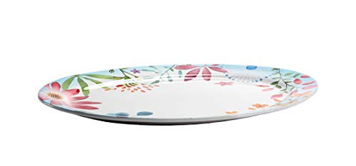 Bico Flower Carnival Ceramic 16 inch Oval Platter, Microwave & Dishwasher Safe