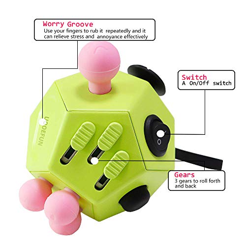 UOOEFUN Fidget Cube Toy,Autism Toy,Relief Stress Cube Toy,Sensory Toy, Anxiety Toy for Childens and Adults with Improve Attention and Relieve Stress (Green / A3)