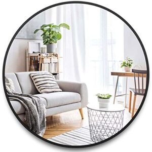 itrue black round mirror 36 inch for bathroom circle mirrors for wall decorative brushed metal frame mirror for living room bedroom, entry
