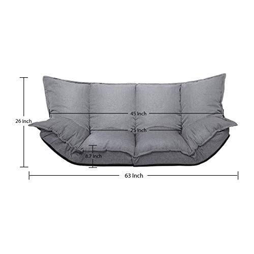 Jerry & Maggie - Lazy Sofa Cute Futons Sets Comfortable Adjustable Sofa TV Floor Couch Folding Sleeping Sofa Bed Entertainment | UTRA Grey