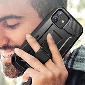 SupCase Unicorn Beetle Pro Series Case for iPhone 12 /12 Pro (2020 Release) 6.1 Inch, Built-in Screen Protector Full-Body Rugged Holster Case (Black)