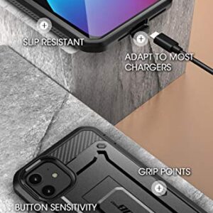 SupCase Unicorn Beetle Pro Series Case for iPhone 12 /12 Pro (2020 Release) 6.1 Inch, Built-in Screen Protector Full-Body Rugged Holster Case (Black)