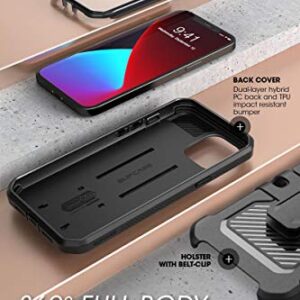 SupCase Unicorn Beetle Pro Series Case for iPhone 12 /12 Pro (2020 Release) 6.1 Inch, Built-in Screen Protector Full-Body Rugged Holster Case (Black)