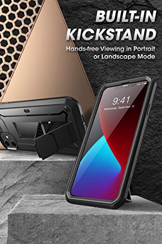 SupCase Unicorn Beetle Pro Series Case for iPhone 12 /12 Pro (2020 Release) 6.1 Inch, Built-in Screen Protector Full-Body Rugged Holster Case (Black)