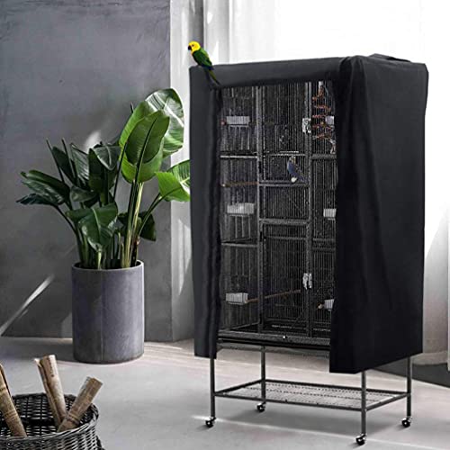 WINOMO Universal Bird Cage Cover Washable Good Night Birdcage Cover Easy to Put On, Take Off Pet Cage Cover(Black)