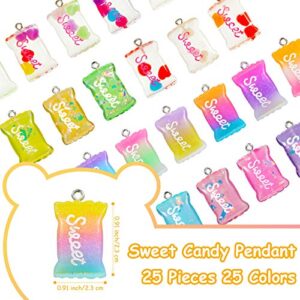 Hicarer 70 Pieces Colorful Candy Pendant Charm for Jewelry Making Cute Gummy Candy Bear Lollipops Pendant Charms Polymer Clay Resin Charms for DIY Keychain Necklace Bracelet Earring Craft