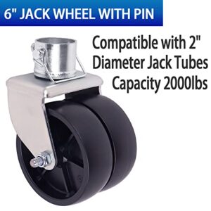 YEOPGYEON Trailer Jack Wheel with Pin - 6" Dual Wheel Jack Caster Wheel Capacity 2000lbs fits Any Jack Better Soft Ground Roll Trailer Parts