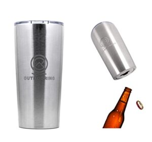 outdooring adventure twenty stainless steel travel mug 20 oz vacuum insulated travel mug with convenient built-in bottle opener