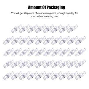 BBTO 48 Awning Clips, Curtain Clip String Party Wire Light Holder Hanger for Outdoor Camping RV Awning Home Decoration, Photos, Art Craft Display (Clear)