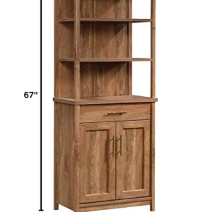 Sauder Coral Cape Library with Doors, L: 26.77" x W: 16.18" x H: 66.97", Sindoori Mango Finish