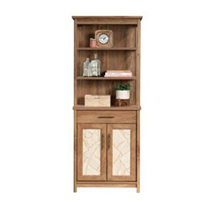 Sauder Coral Cape Library with Doors, L: 26.77" x W: 16.18" x H: 66.97", Sindoori Mango Finish