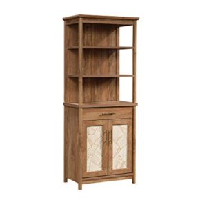 Sauder Coral Cape Library with Doors, L: 26.77" x W: 16.18" x H: 66.97", Sindoori Mango Finish