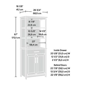 Sauder Coral Cape Library with Doors, L: 26.77" x W: 16.18" x H: 66.97", Sindoori Mango Finish